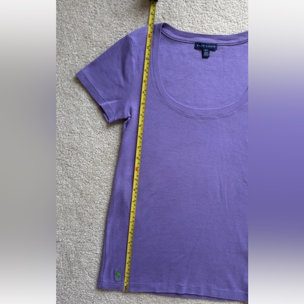 Polo Ralph Lauren Scoop Neck T Shirt Top Womens M Purple Pony Short Slv Spring - Picture 6 of 8